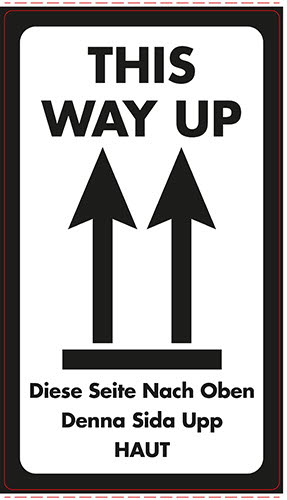 Etiket 70x120mm - This way up + symbol